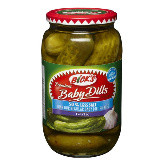Bick's 50% Less Salt Garlic Baby Dills Pickles, 1000 g
