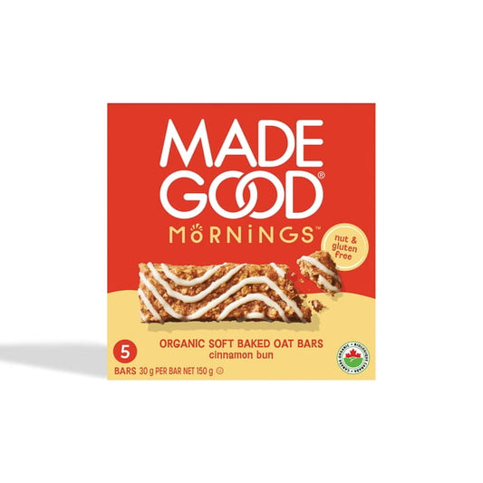 MadeGood Mornings Cinnamon Bun Soft Baked Oat Bars, 150 g, 5 Count