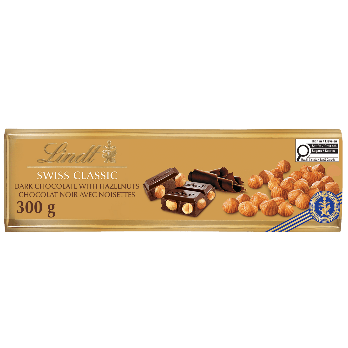 Lindt Swiss Classic Dark Chocolate And Hazelnut Bar 300g