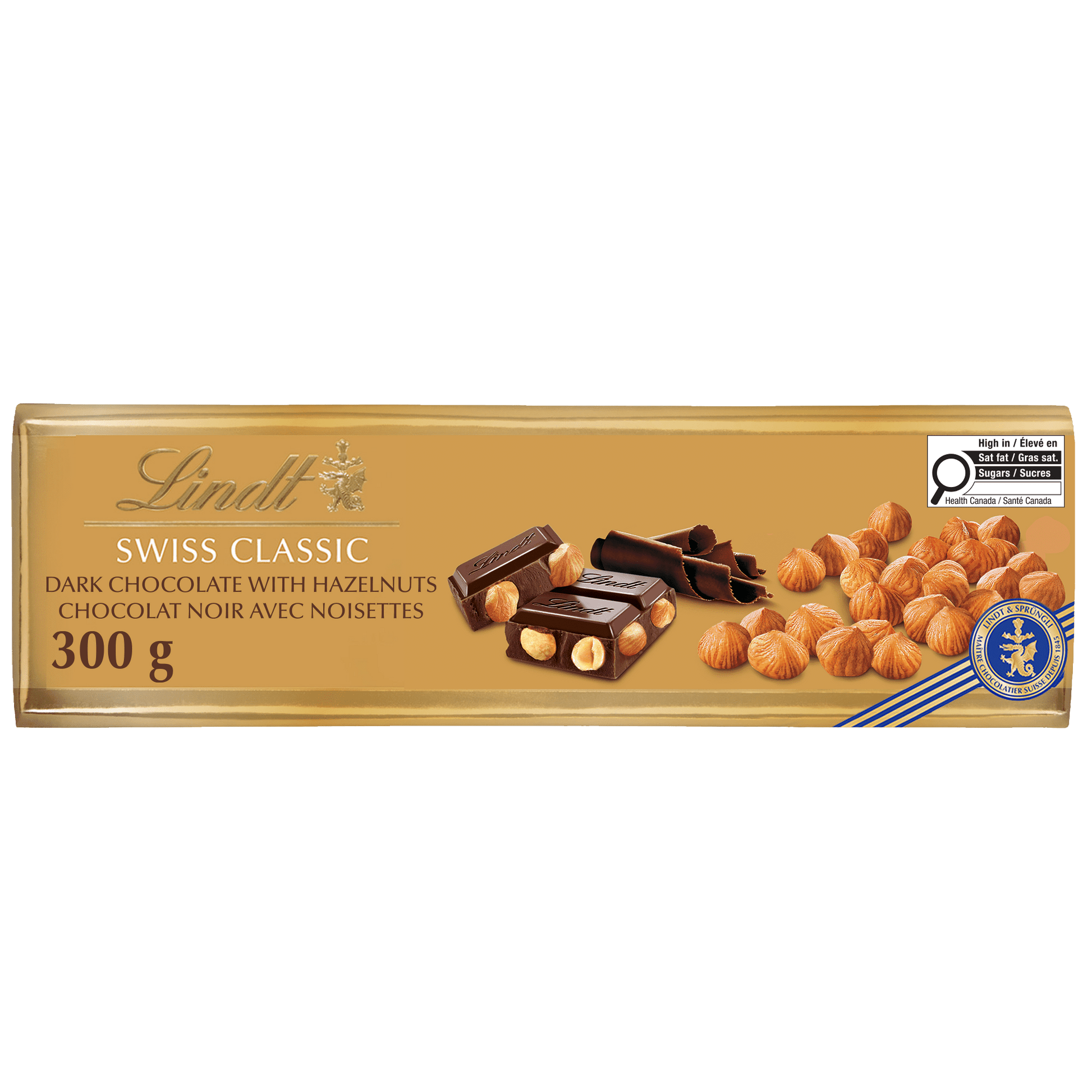 Lindt Swiss Classic Dark Chocolate And Hazelnut Bar 300g