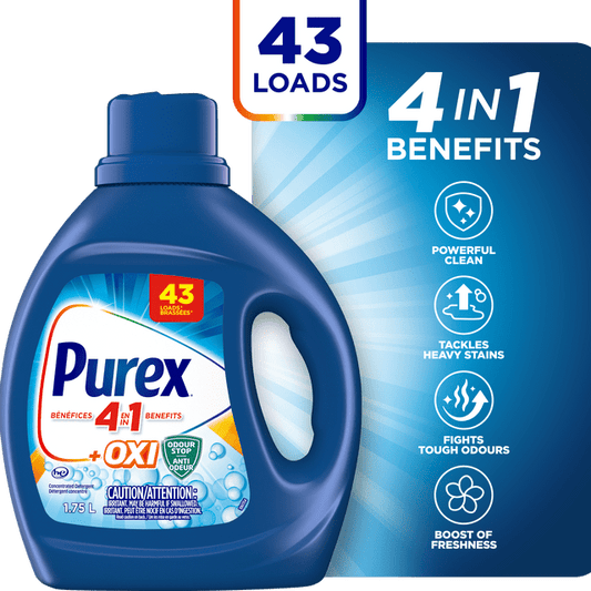 Purex Plus Oxi 4 in 1 Concentrated Liquid Laundry Detergent, 1750 g