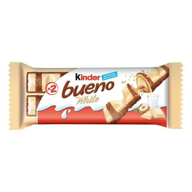 Kinder Bueno White Chocolate And Hazelnut Cream Candy Bars 2 Bars Per Pack 39g