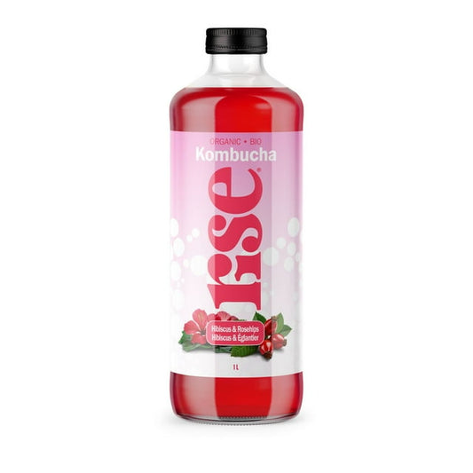 RISE Hibiscus & Rose Hips Kombucha, 1 L