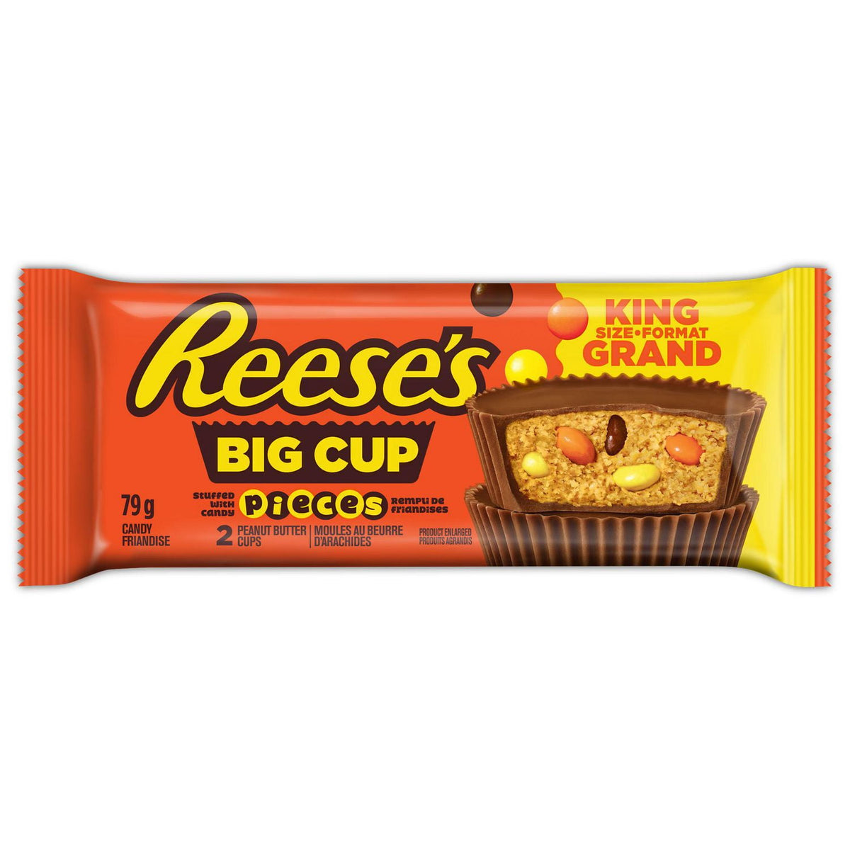 Reese Big Cup Stuffed With Pieces King Sized Candy Bar Orange