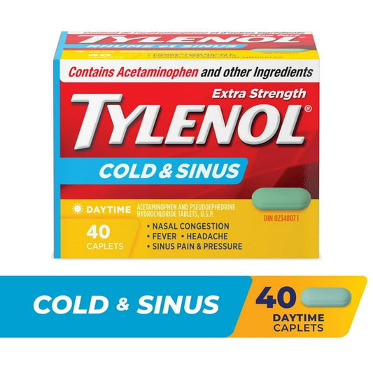 Tylenol Cold & Sinus Daytime Extra Strength 40ct Caplets, 45 g, 40 Count