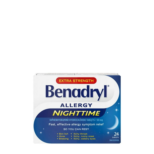 Benadryl Extra Strength Nighttime 50mg 24ct Caplets, 37 g, 24 Count