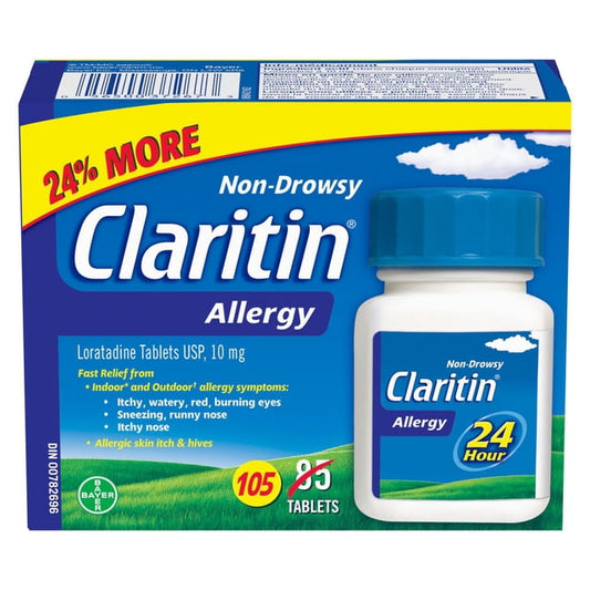 Claritin 24-Hour 10mg 85+20 Club Pack Tablets, 78 g, 105 Count