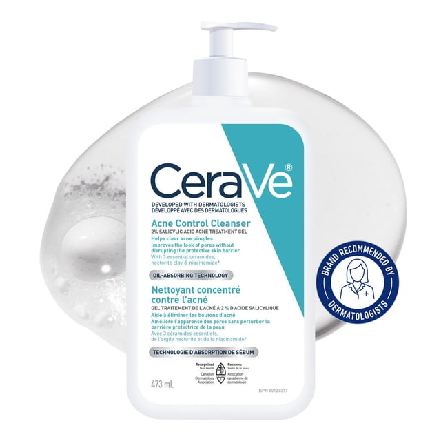 CeraVe Acne Control 2% Salicylic Purifying Clay Cleanser, 473 g