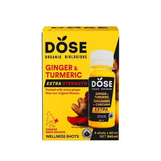 DOSE Ginger & Turmeric Extra Strength Wellness Shot, 4 x 60 mL