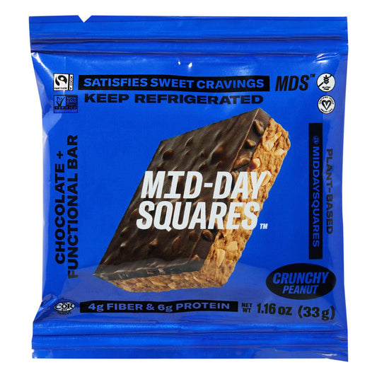Mid Day Squares Chocolate Crunchy Peanut Plant Based Refrigerated Bar