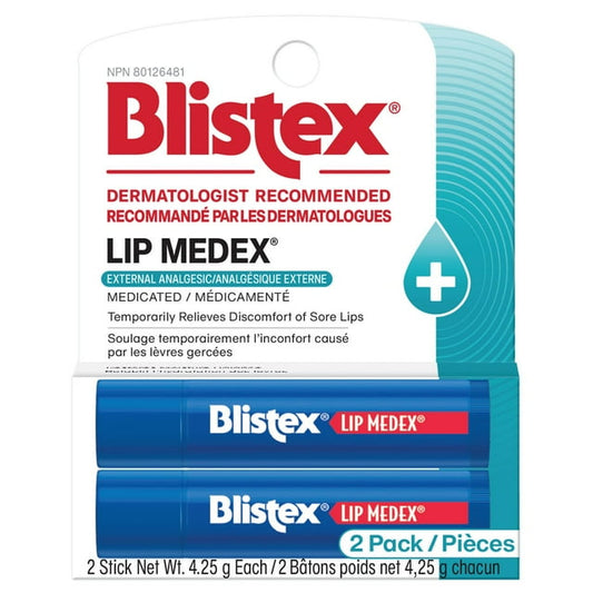 Blistex Lip Medex Medicated Stick Twin Lip Balm, 9 g, 2 Count