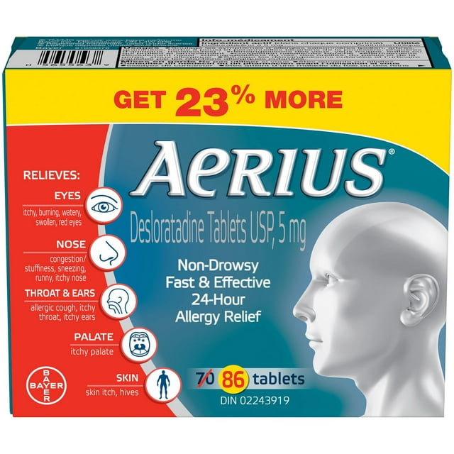 Aerius 24-Hour Non-Drowsy 60ct Value Tablets, 55 g, 60 Count