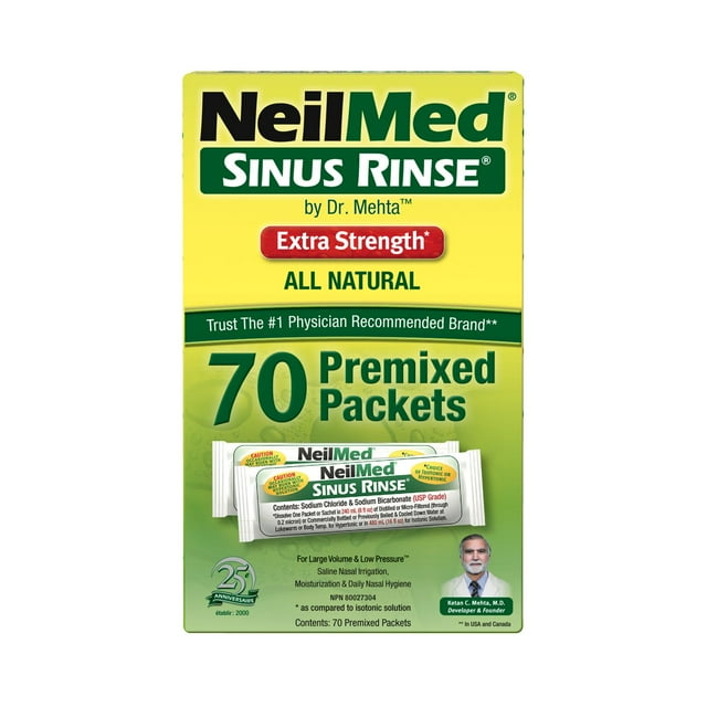NeilMed Sinus Rinse Hypertonic Extra Strength Refill 70ct Packets, 240 g, 70 Count