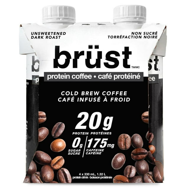 Brust Dark Roast Protein Coffee RTD Bottles 4pk, 1315 g, 4 Count
