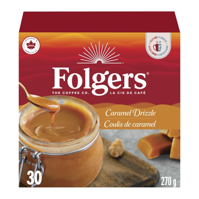 Folgers Caramel Drizzle K-Cup Coffee Pods 30 Pods, 270 g, 30 Count