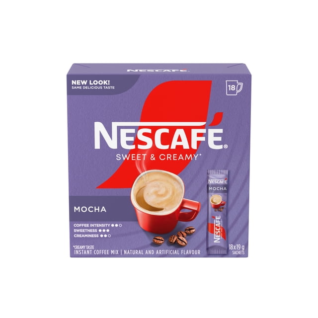 NESCAFE Sweet and Creamy Mocha Instant Coffee Mix, 350 g, 18 Count