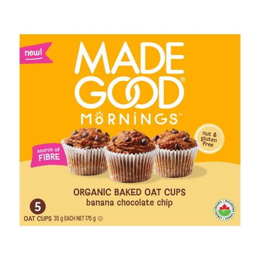 MadeGood Banana Chocolate Chip Baked Oat Cups Oat Cups, 175 g, 5 Count
