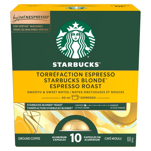 Starbucks Blonde Espresso Roast Nespresso Vertuo Capsules, 68 g, 8 Count