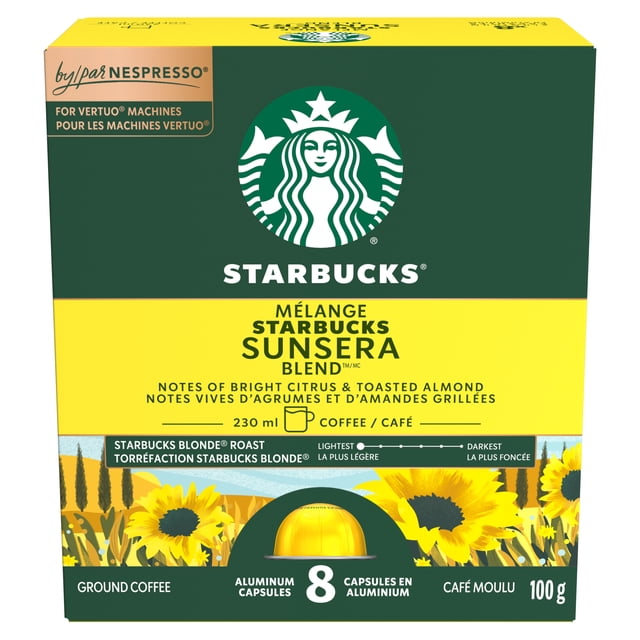 Starbucks Sunsera Blend Blonde Roast Nespresso Vertuo Capsules 8ct, 100 g, 8 Count