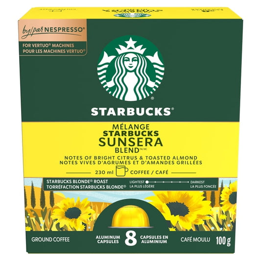 Starbucks Sunsera Blend Blonde Roast Nespresso Vertuo Capsules 8ct, 100 g, 8 Count
