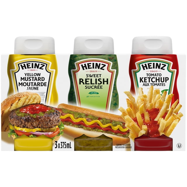 Heinz Ketchup, Mustard & Relish Condiment Pack, 1125 g, 3 Count