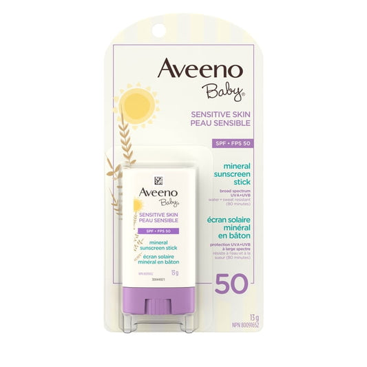 Aveeno Baby Mineral SPF 50 Zinc Sunscreen Stick, 13 g