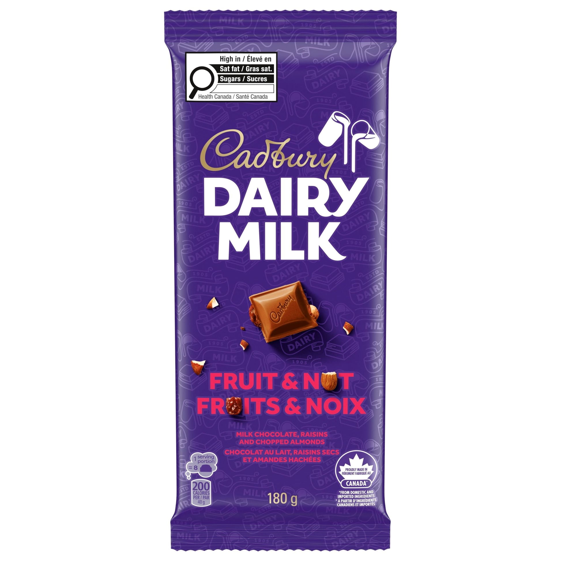 Cadbury Dairy Milk Fruit Nut Chocolate Bar Cadbury Dairy Milk Milk Chocolate With Raisins And Chopped Almonds 180g