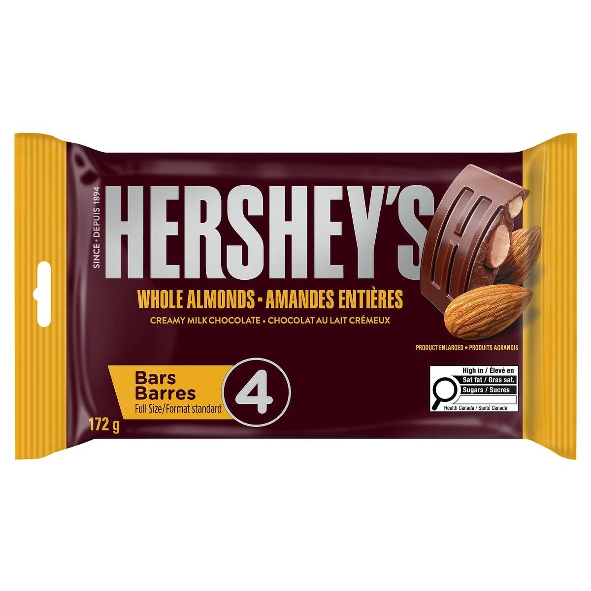 Hershey'S Creamy Milk Chocolate With Whole Almonds 172g