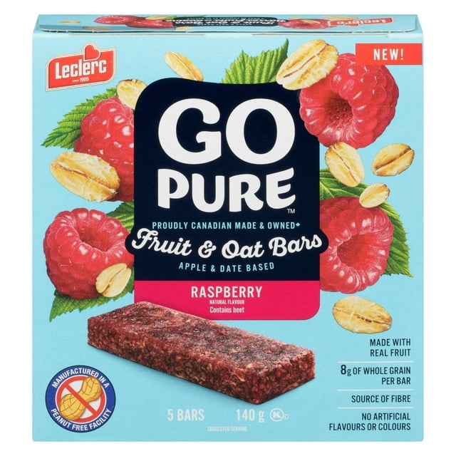 Go Pure Raspberry Fruit & Oat Fruit & Oat Bars, 140 g, 5 Count