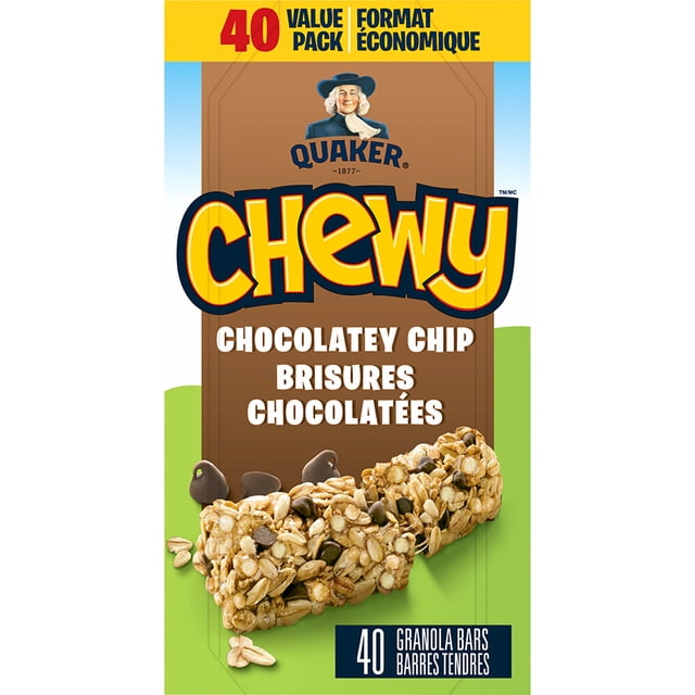 Quaker Chewy Chocolate Chips Variety Granola Bars, 1400 g, 40 Count