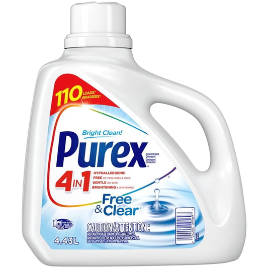Purex 4 in 1 Hypoallergenic Free & Clear Concentrated Liquid Laundry Detergent, 4430 g