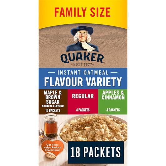 Quaker 3 Flavour Variety Family Size Instant Oatmeal, 674 g