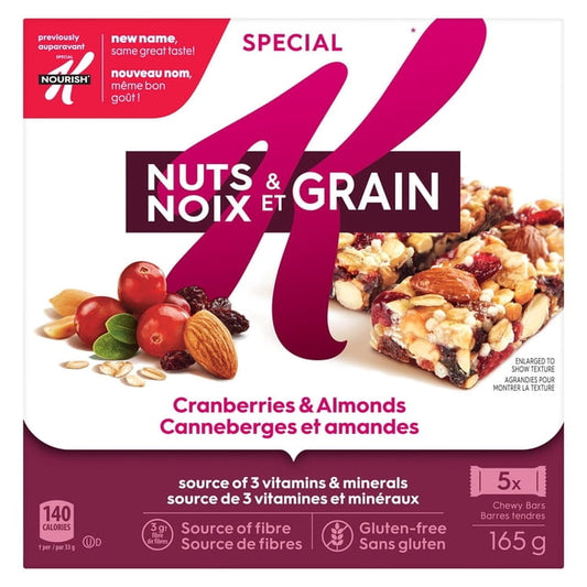 Kellogg's Special K Nuts & Grain Cranberries & Almonds Bars, 165 g, 5 Count