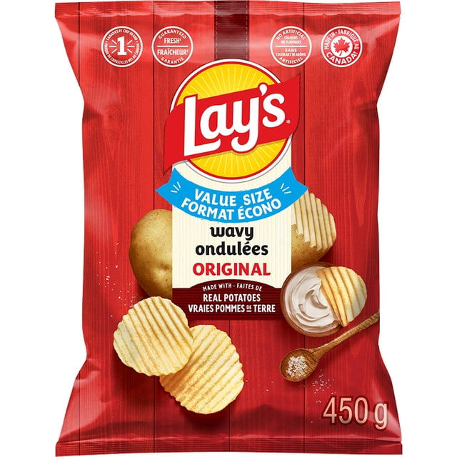 Lay's Wavy Original (Value Size) Potato Chips, 450 g