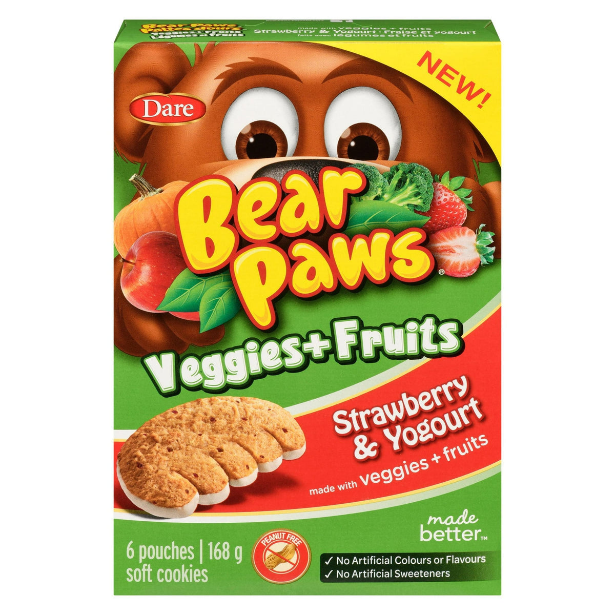 Bear Paws Veggies & Fruits Strawberry Yogourt Cookies 168g