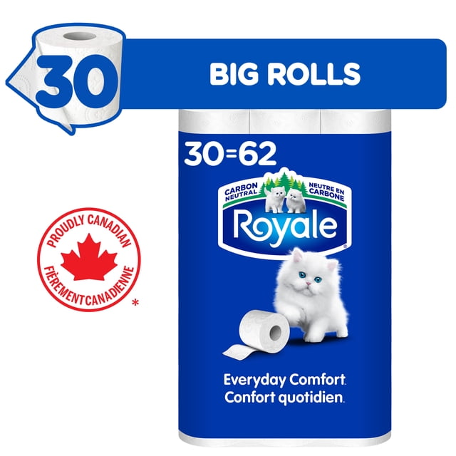 Royale Everyday Comfort 30 Equal 62 Toilet Paper, 6200 g, 30 Count