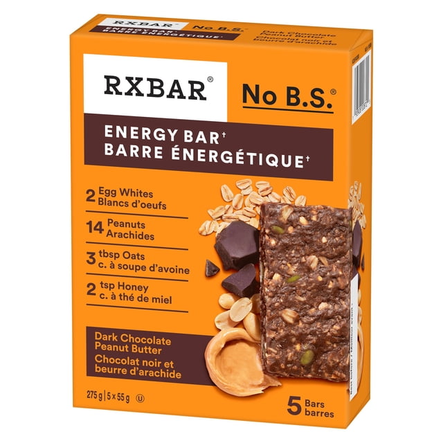 RXBAR Dark Chocolate Peanut Butter Energy Bars, 275 g, 5 Count