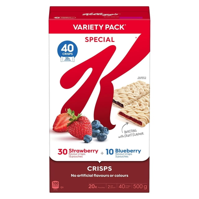 Kellogg's Special K Jumbo Crisps Strawberry & Blueberry Variety Fruit Crisps, 500 g, 40 Count