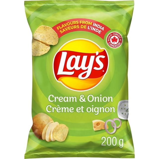 Lay's Cream & Onion Ridged Potato Chips, 200 g