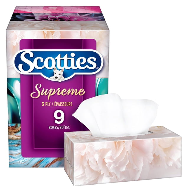 Scotties Supreme 3-Ply Facial Tissues, 1380 g, 9 Count