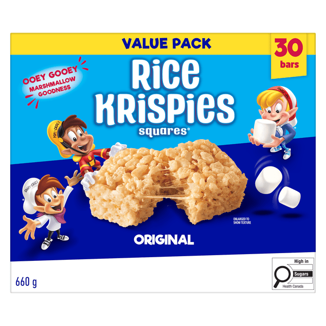 Kellogg's Rice Krispies Squares Jumbo Pack Original Cereal Bars, 660 g, 30 Count