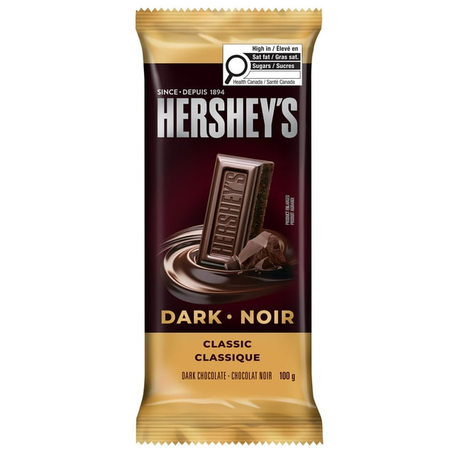HERSHEY'S Dark Classic Bar Bold Rich And Pure Traditional Flavour 100g