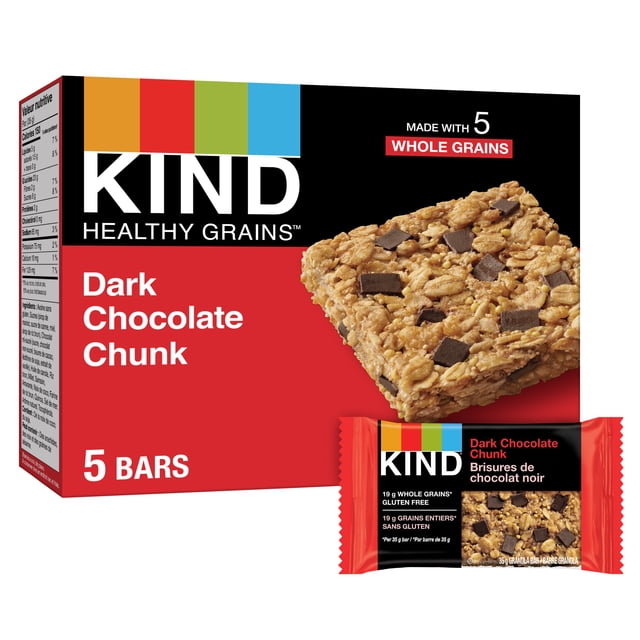 KIND Dark Chocolate Chunk Healthy Grains Bars, 175 g, 5 Count