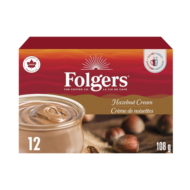 Folgers Hazelnut Cream K-Cup Coffee Pods, 108 g, 12 Count