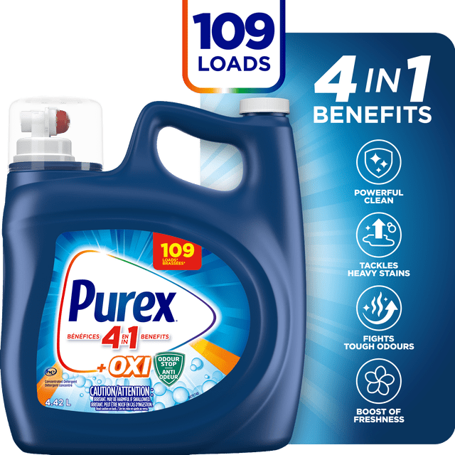 Purex Plus Oxi 4 in 1 Value Size Concentrated Liquid Laundry Detergent, 4420 g