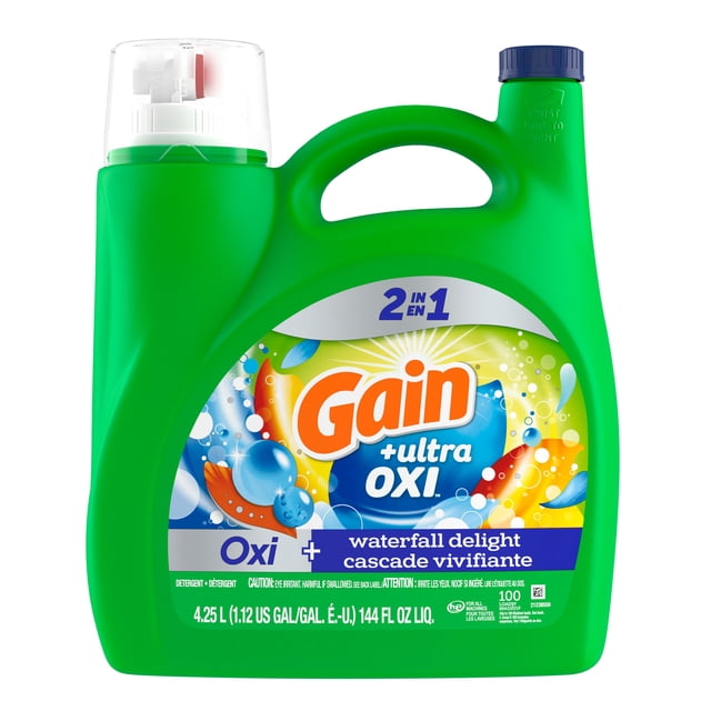 Gain Ultra Oxi Waterfall Delight Liquid Laundry Detergent, 4250 g
