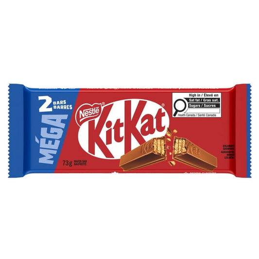 KITKAT Mega Size Two 4 Finger Wafer Bars Crispy Wafers Smooth Milk Chocolate