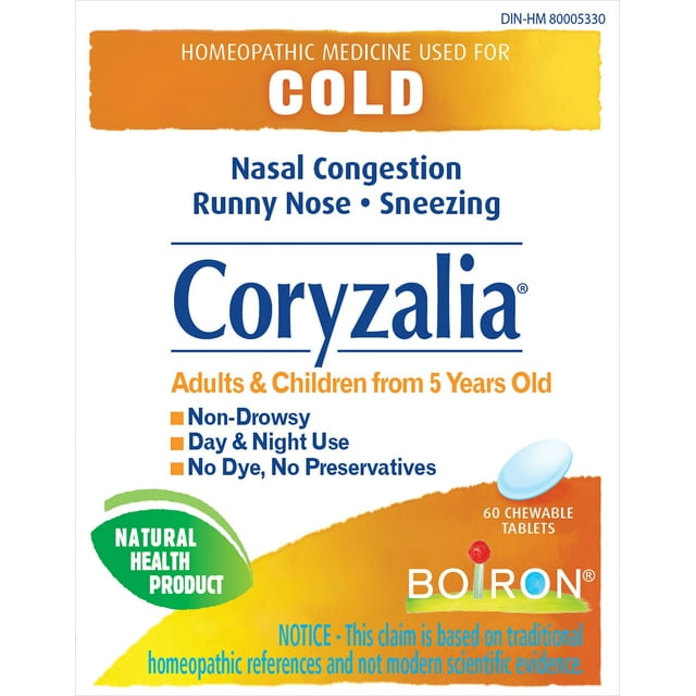 Boiron Coryzalia Cold Symptoms Tablets, 55 g, 60 Count