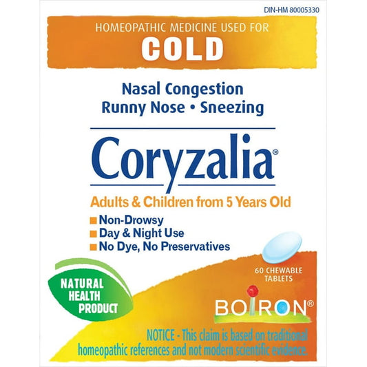 Boiron Coryzalia Cold Symptoms Tablets, 55 g, 60 Count