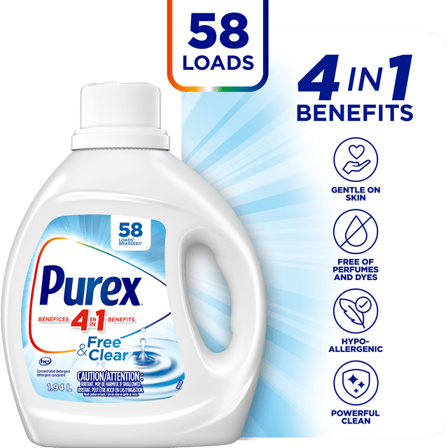 Purex Free and Clear Hypoallergenic Concentrated Liquid Laundry Detergent, 1940 g